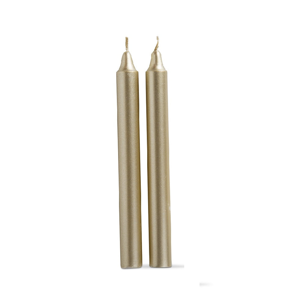 Metallic Taper Candle Gold S/2